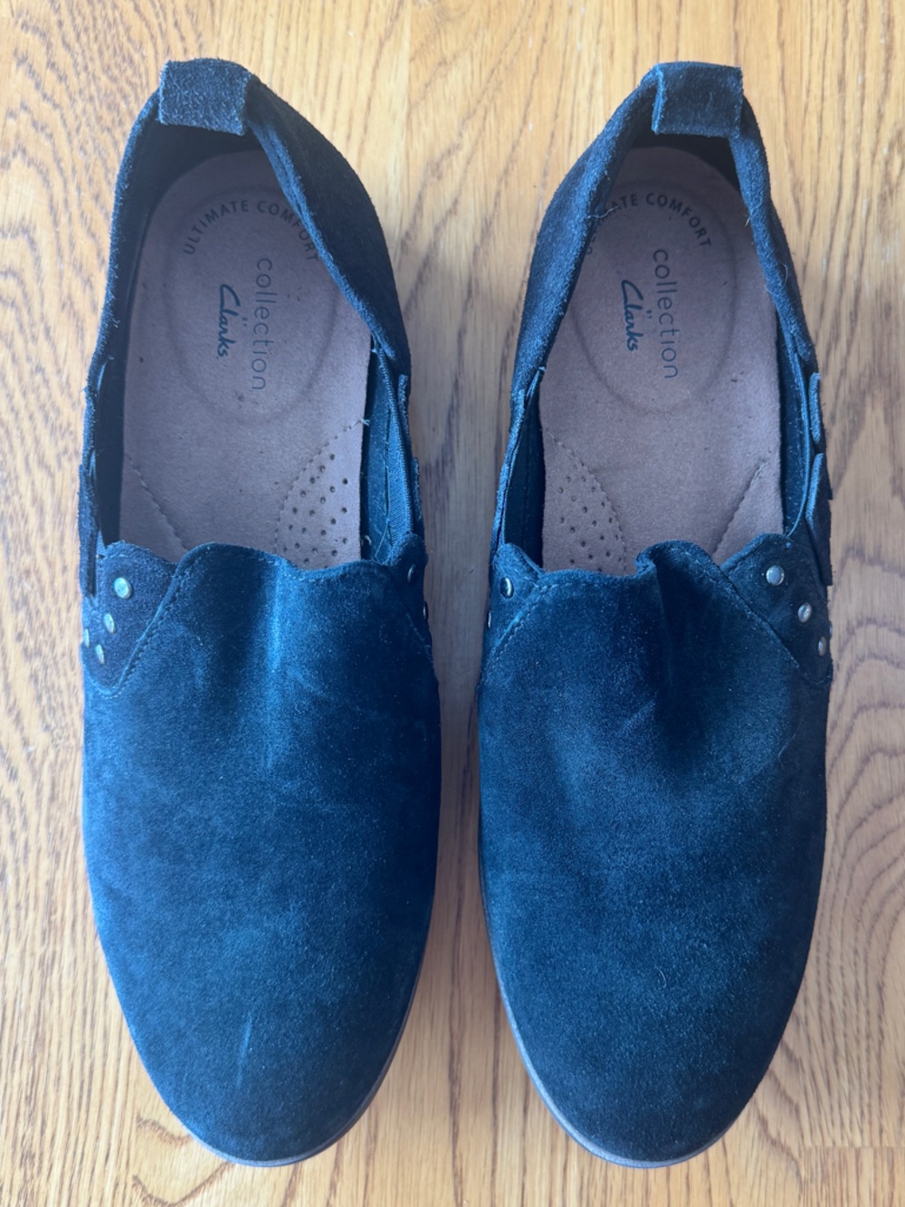 Clarks Black Suede Slip-On‎ Loafers